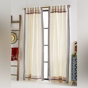 Anthropologie Curtains: 4 panels. 80” long x 48”w. Cream with embroidery on trim